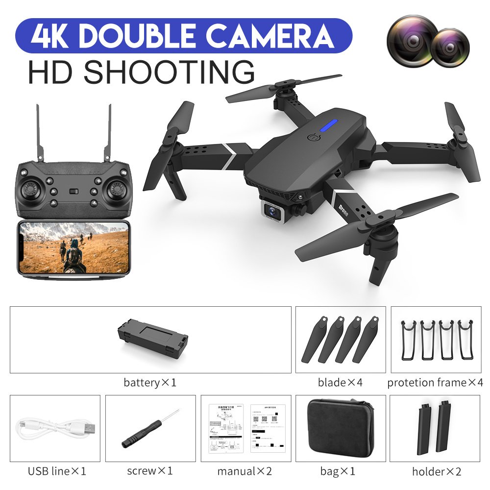 Dron Profesional Plegable E88 4K con Doble Cámara y Vuelo Inteligente - Imagen 4